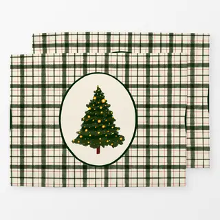 Tischset Christmas Tree on Green Gingham
