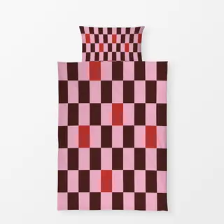 Bettwäsche Winter Rectangles rosa braun rot