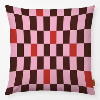 Kissen Winter Rectangles rosa braun rot