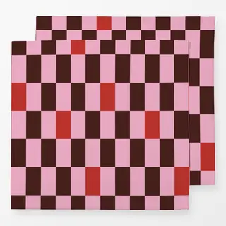 Servietten Winter Rectangles rosa braun rot