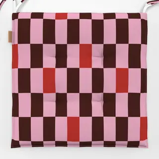 Sitzkissen Winter Rectangles rosa braun rot