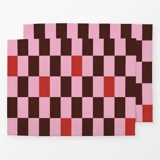 Tischset Winter Rectangles rosa braun rot