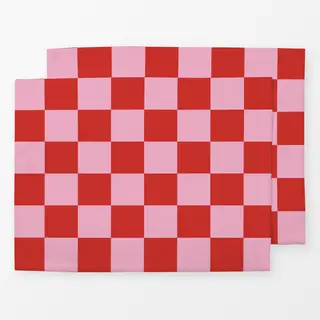 Tischset Winter Checks rot rosa