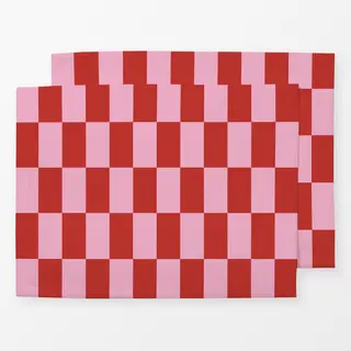 Tischset Winter Rectangles rosa rot