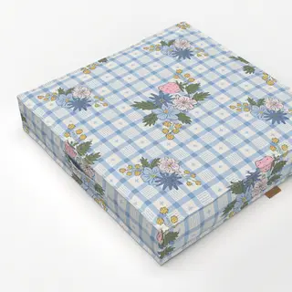Bodenkissen Blumen Picknick Karo Blau