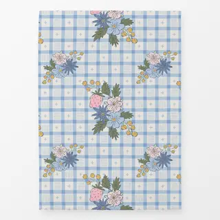 Geschirrtücher Blumen Picknick Karo Blau