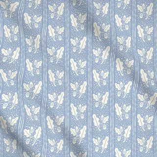 Meterware Zweig Herbstblätter Streifen Blau