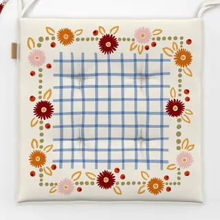 Sitzkissen Blumenkette Karo