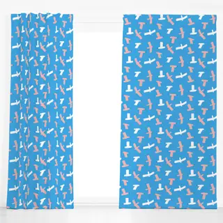 Dekovorhang Fliegende Vögel - Blau