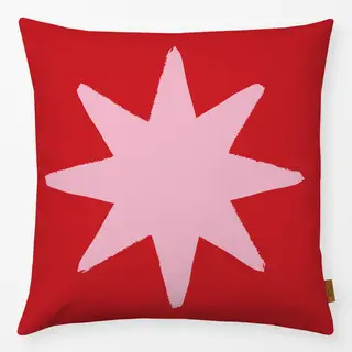 Kissen Rosa Stern auf Rot