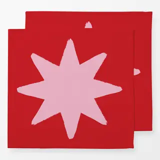Servietten Rosa Stern auf Rot