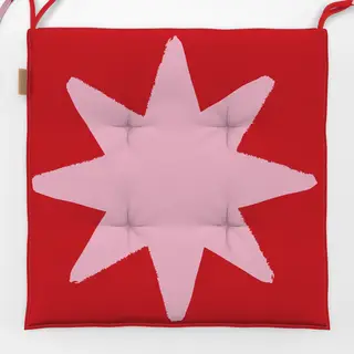 Sitzkissen Rosa Stern auf Rot