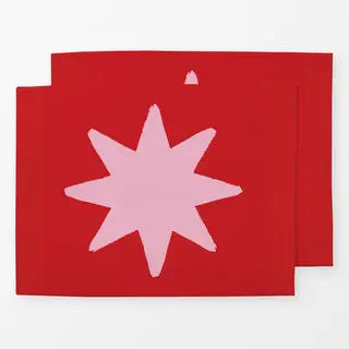 Tischset Rosa Stern auf Rot