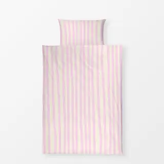 Bettwäsche Streifen rosa auf beige