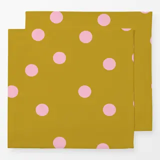 Servietten Polka Dots / Punkte gold & rosa