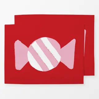 Tischset Bonbon auf Rot