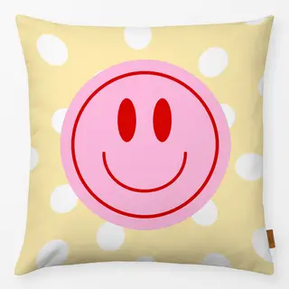Kissen Smiley mit Punkten Gelb