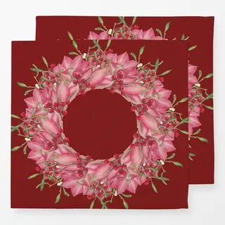 Servietten rosa-rot auf weinrot