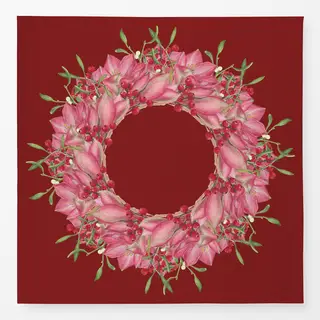 Tischdecke rosa-rot auf weinrot