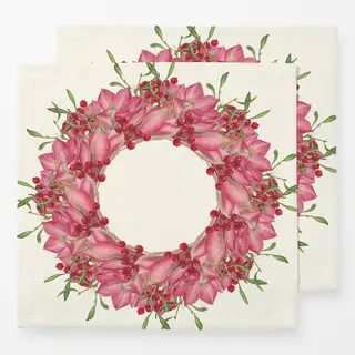 Servietten rosa-rot auf creme-weiss