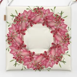 Sitzkissen rosa-rot auf creme-weiss