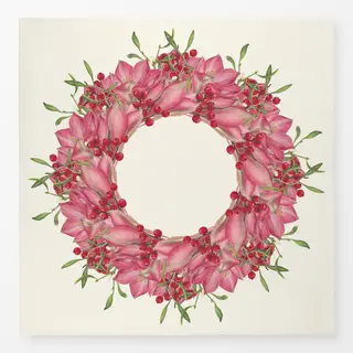 Tischdecke rosa-rot auf creme-weiss