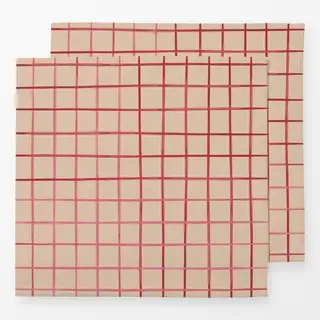 Servietten rosa-rote Karos auf nude