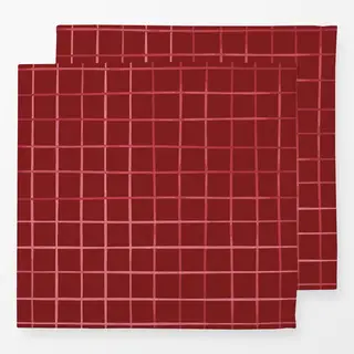 Servietten rosa-rote Karos auf weinrot