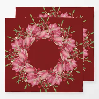 Servietten rosa-rot auf weinrot