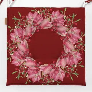 Sitzkissen rosa-rot auf weinrot
