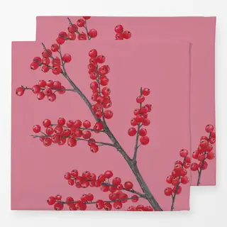 Servietten roter Ilexzweig rosa