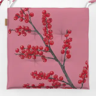 Sitzkissen roter Ilexzweig rosa