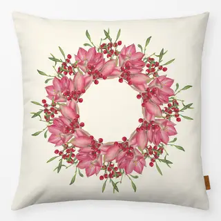Kissen rosa-rot auf creme-weiß