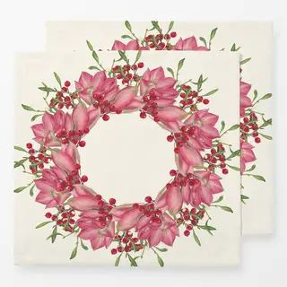 Servietten rosa-rot auf creme-weiß