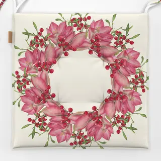Sitzkissen rosa-rot auf creme-weiß