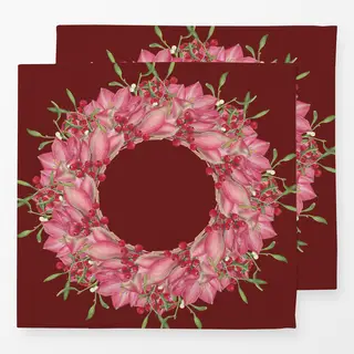 Servietten rosa-rot auf dunkelrot
