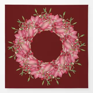 Tischdecke rosa-rot auf dunkelrot
