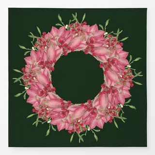 Tischdecke rosa-rot auf wacholdergruen