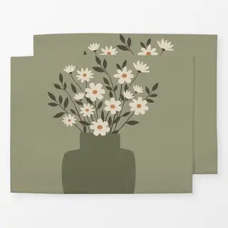 Tischset Blumenvase grün