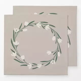 Servietten Kranz Schneeglöckchen beige