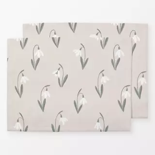 Tischset Schneeglöckchen beige