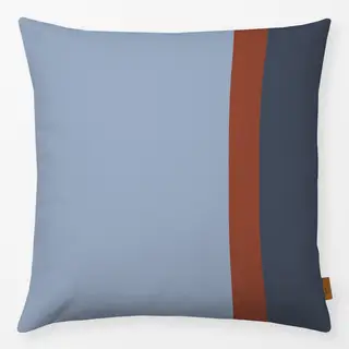 Kissen Azurblau x Braun x Rauchblau