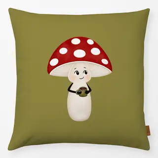 Kissen Pilz mit Tee grün