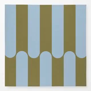 Tischdecke Streifen Blau Grün abgerundet