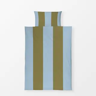Bettwäsche Streifen Grün Khaki Blau