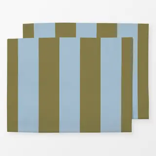 Tischset Streifen Grün Khaki Blau
