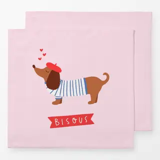 Servietten Dackel Bisous