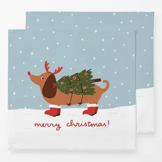 Servietten Dackel Weihnachtsbaum
