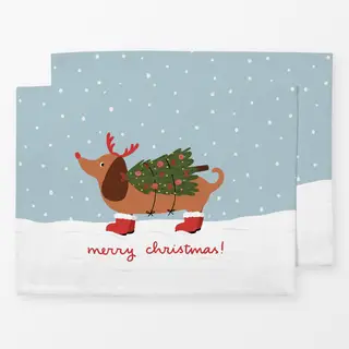 Tischset Dackel Weihnachtsbaum