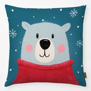 Kissen Winterbär rot